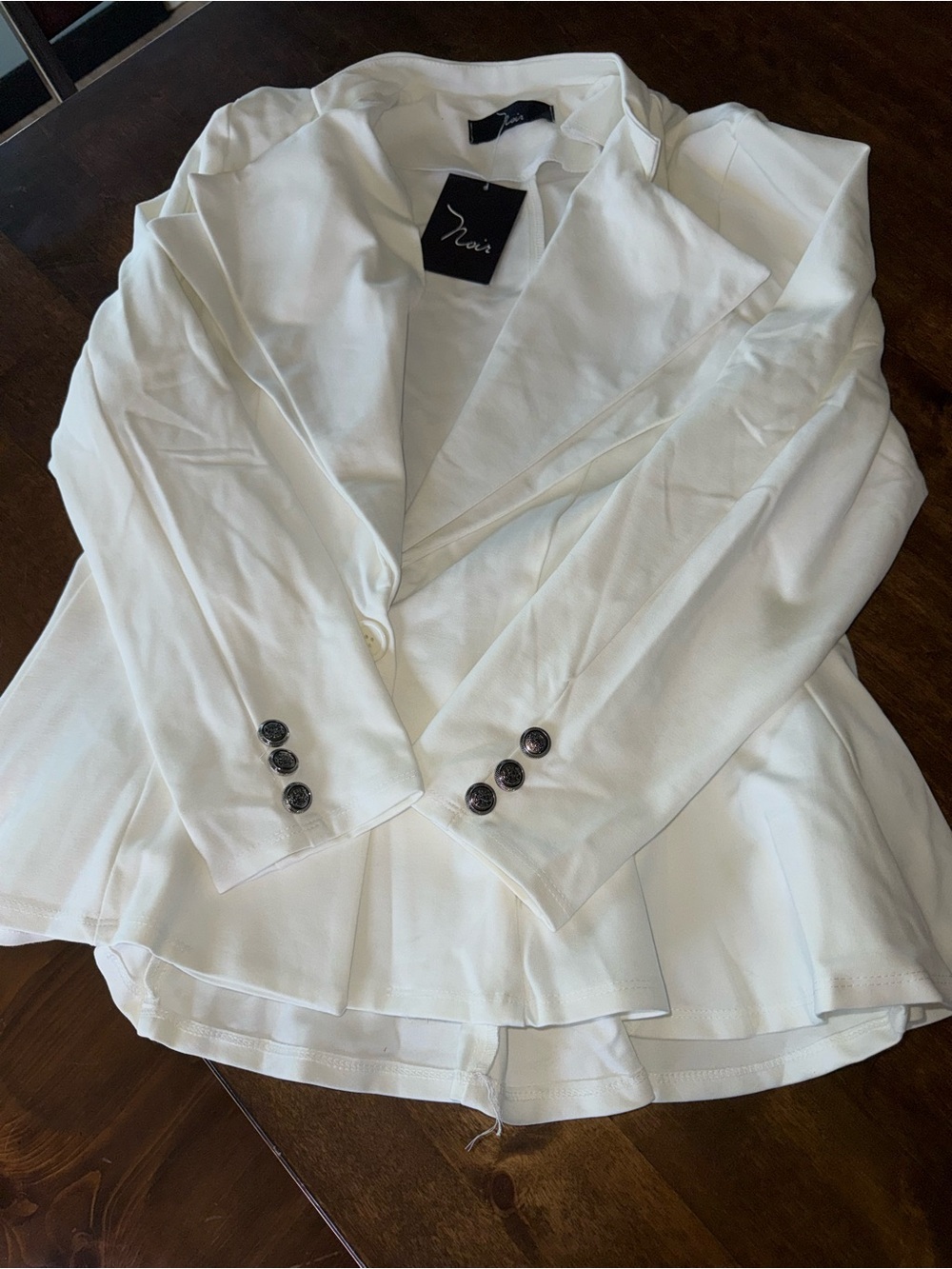 nOir White Peplum Tailored Blazer